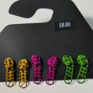 🆕️🦄 REVERSABLE NEON ZIPPER STUD EARRING SET